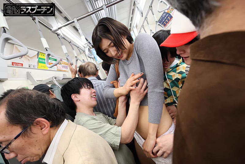 1drpt00119_満員電車の人混みに紛れた悪ガキ3人組の下半身イタズラで何度も絶頂させられる高身長女 花宮きょうこ 巨乳画像2